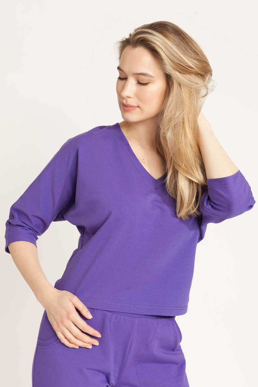 Bluzka MARENO V-neck violet -30%